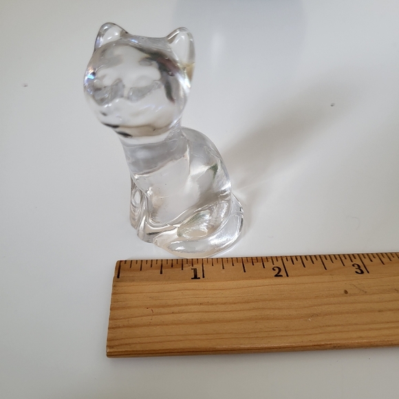 Clear Solid Molded Glass Kitty Cat Figurine - Picture 12 of 13